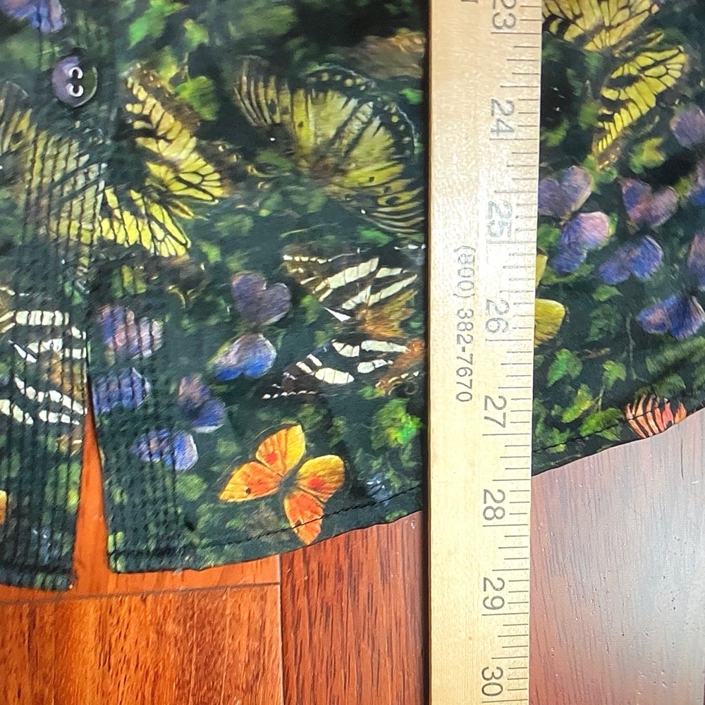 Johnny Was Black Button-Front Top with Multicolor Floral & Butterfly Print - Picture 7 of 7